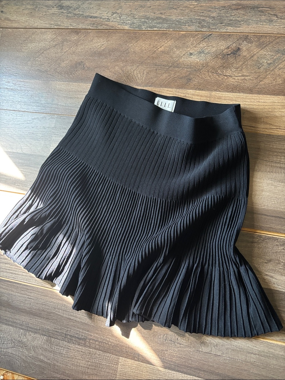 Elle Black Pleated Flared Skirt